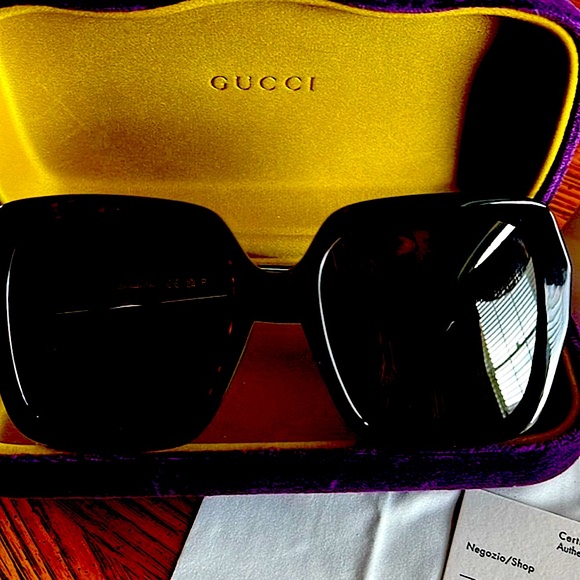 ❌❌REDUCED NWTGUCCITortoiseSquareSunglassesLOGO&BEE🐝Case&Cloth&COA.In Trend❤️ - Picture 2 of 11